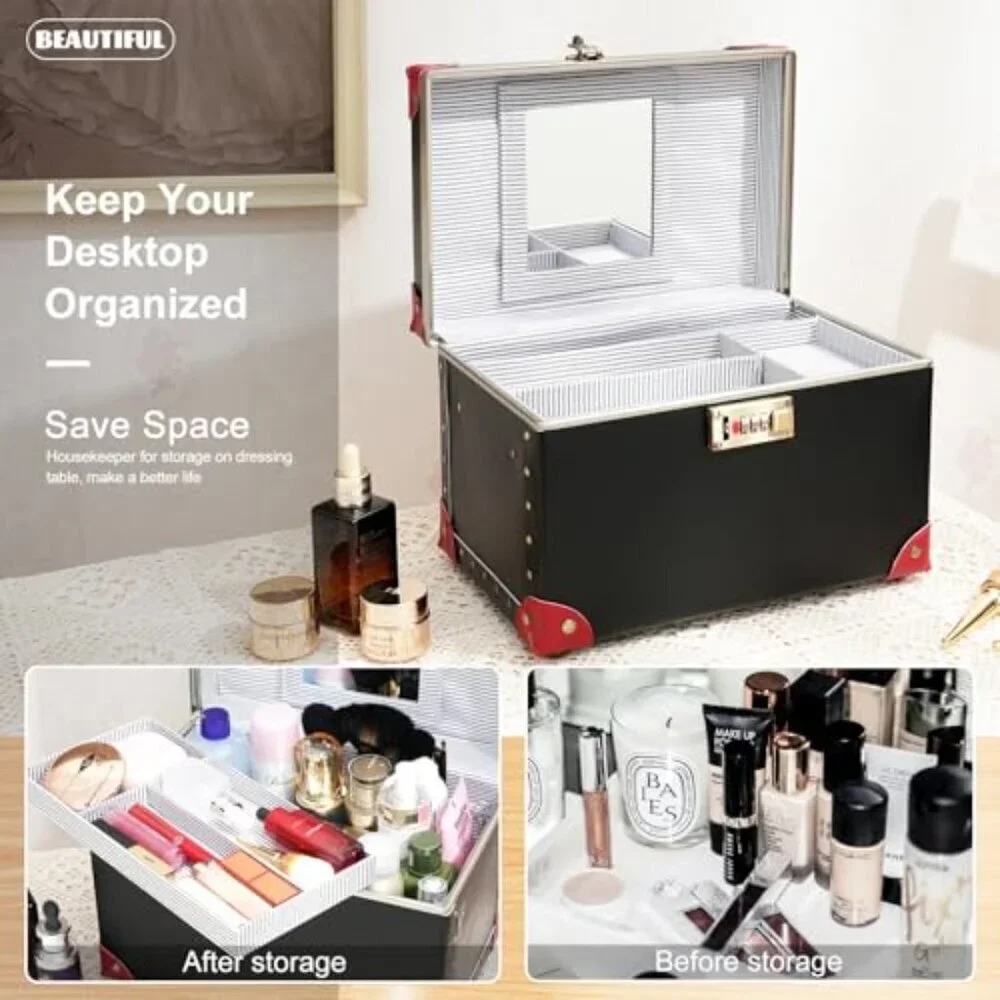 urecity Vintage Makeup Train Case